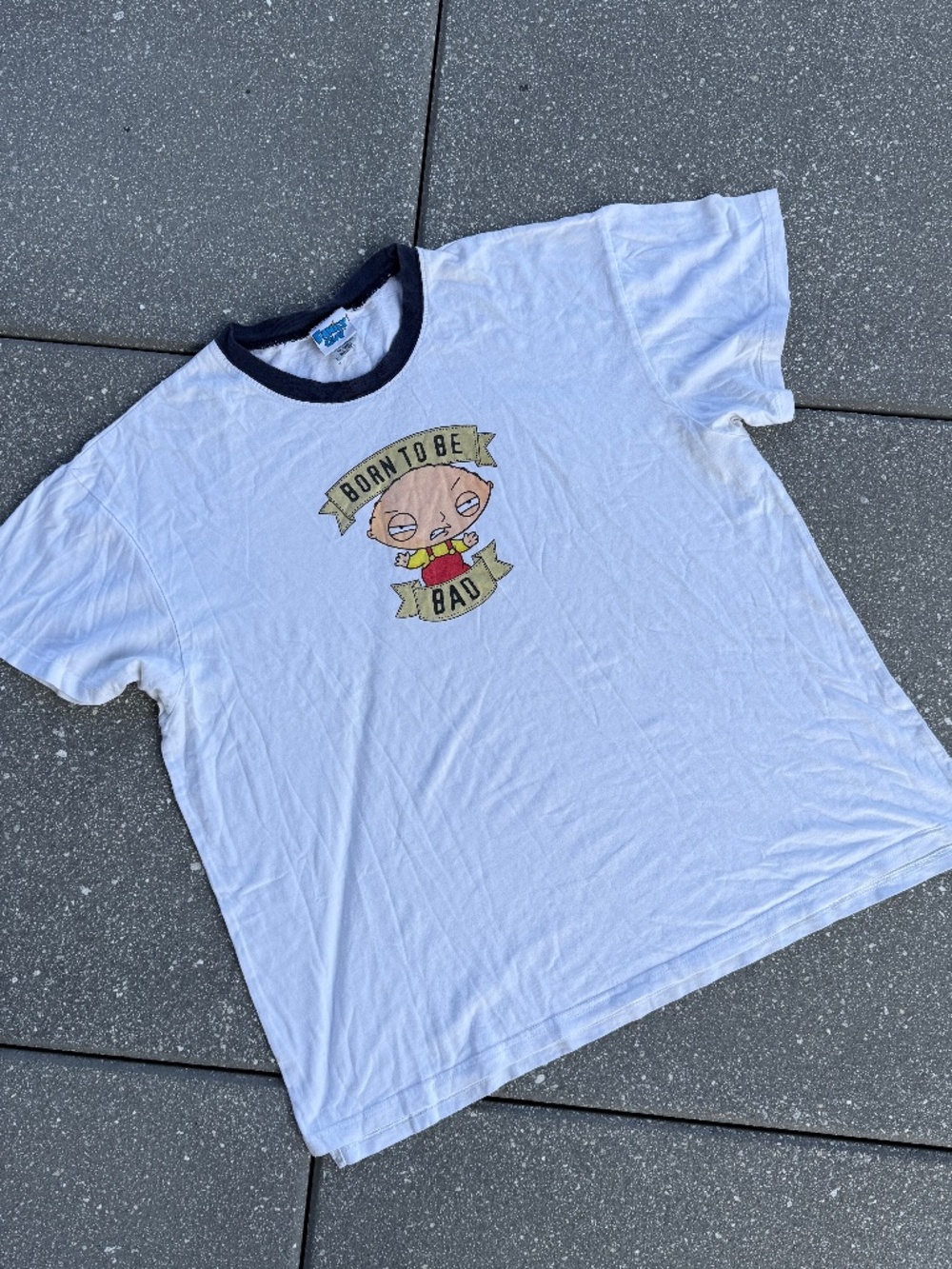 Y2K Stewie Griffin Born To Be Bad Tee Large Family Guy Graphic Shirt